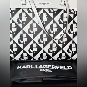 🔥NWT KARL LAGERFELD PARIS Maybelle Logo Square Tote Bag Comes with Dust Bag